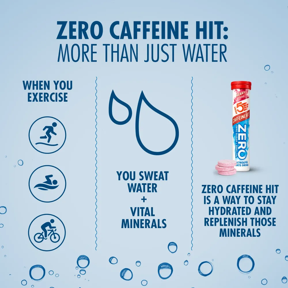 Elektrolyt vätsketabletter High5 ZERO Koffein (x20) Frukt Röd
