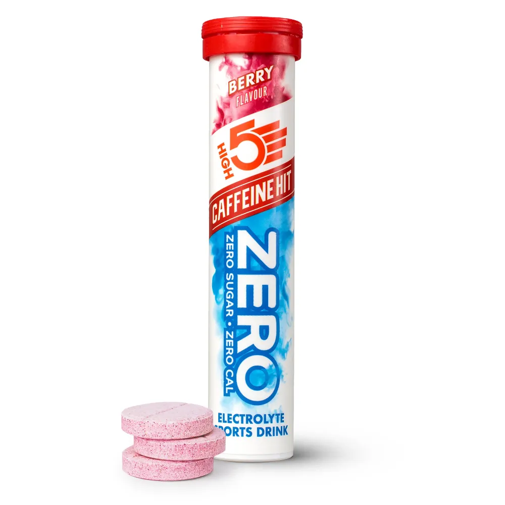Elektrolyt vätsketabletter High5 ZERO Koffein (x20) Frukt Röd