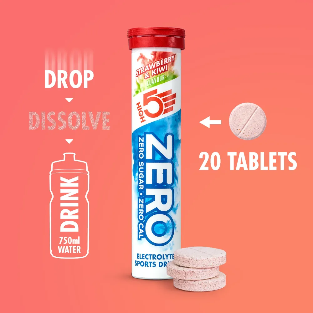 Elektrolyt vätsketabletter High5 ZERO (x20) Jordgubb Kiwi