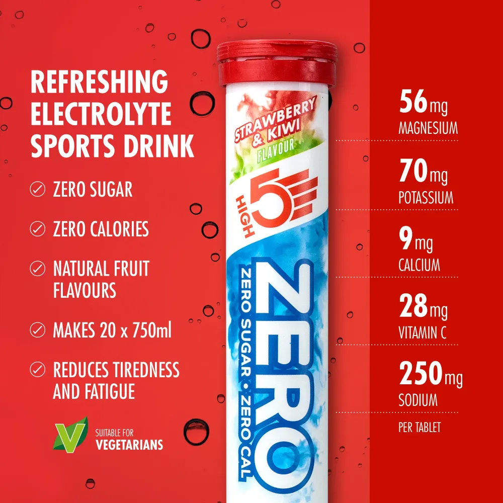 Elektrolyt vätsketabletter High5 ZERO (x20) Jordgubb Kiwi