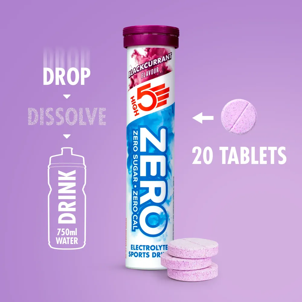 Elektrolyt vätsketabletter High5 ZERO (x20) Svart vinbär