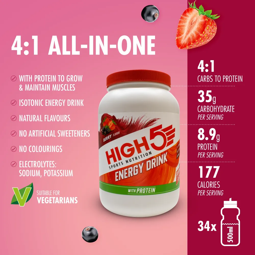 Energidryck High5 ENERGY DRINK PROTEIN (1,6 kg) Röd frukt