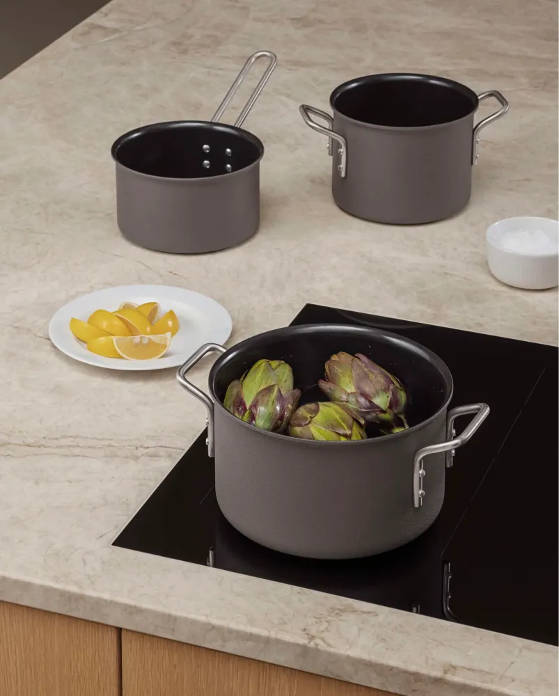 Eva Trio - Grey Line kastrull 1,1 liter - Rostfritt stål - Slip-Let® beläggning