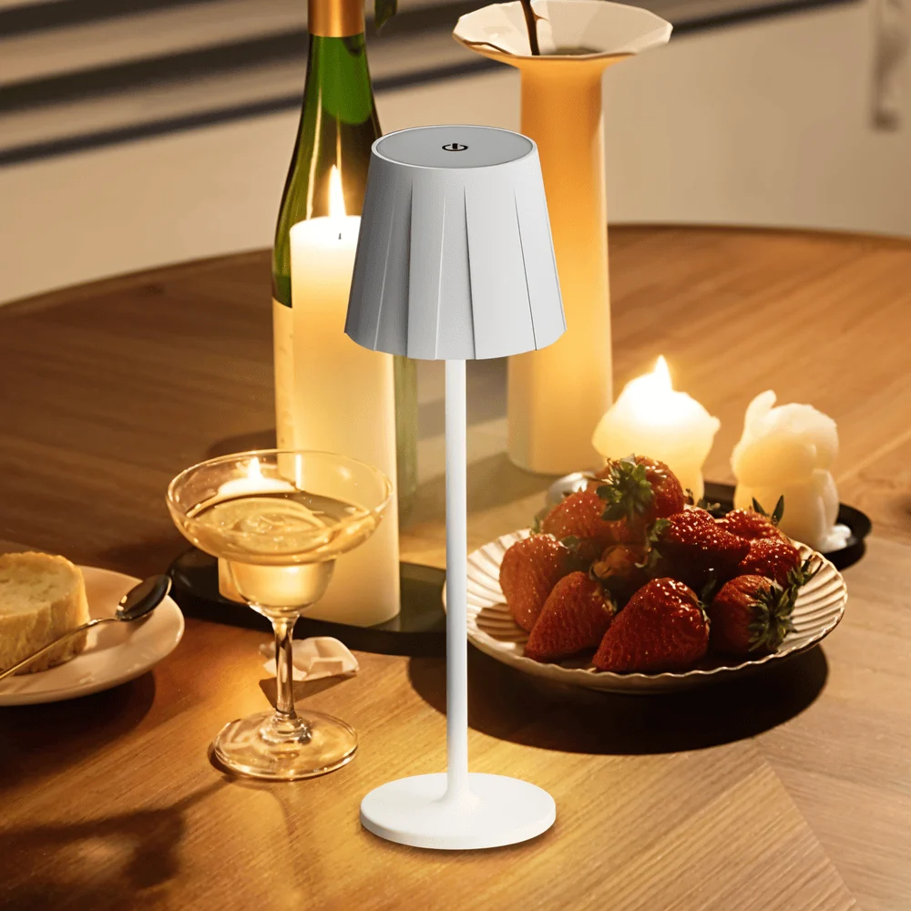 AcrylLume- Sladdlös LED-Bordslampa med Veckad Inspiration Vit