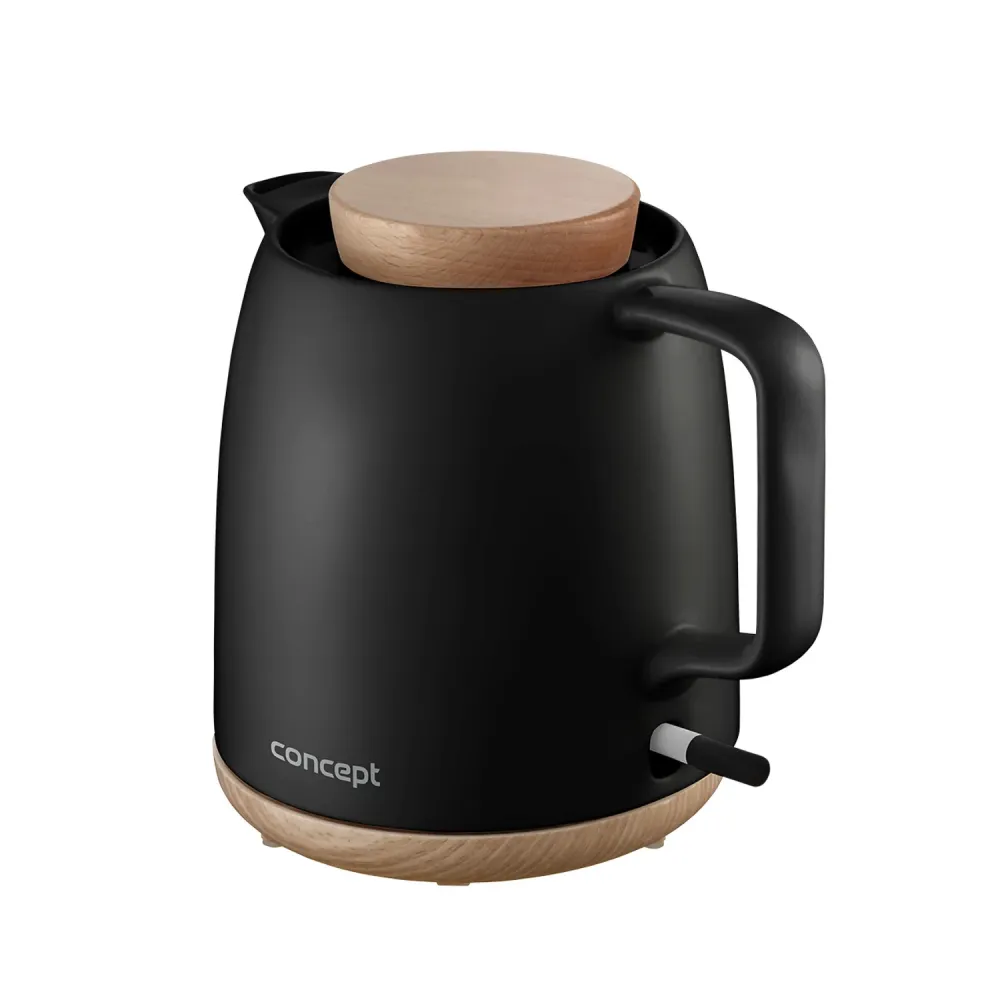 Concept keramisk vattenkokare, kapacitet 1 liter, 1200 W, träkol, Strix-kontakt, kalkfilter, vridbar bas, RK0086