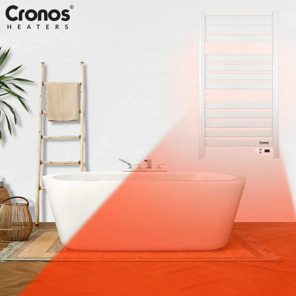 Cronos elektrisk badrumskamin, effekt 500 W, värmer rum upp till 6 m2, LCD-display, AUTO-funktion, TIMER och funktion för...