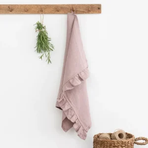 Kökshandduk med volang (Woodrose) | Magic Linen