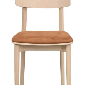 Wolcott stol vitpigmenterad ek/brun läder-textil