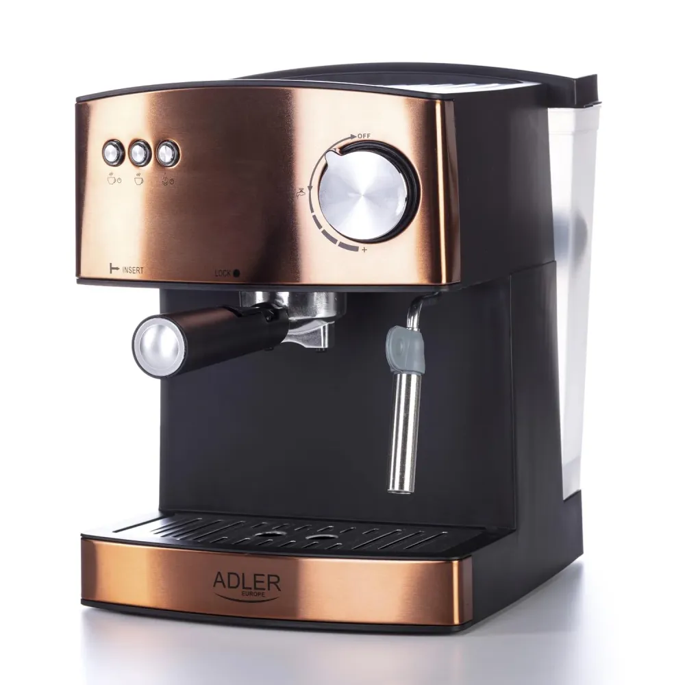 Adler espressomaskin, 15 bar, 850W, mjölkskummare, AD4404cr