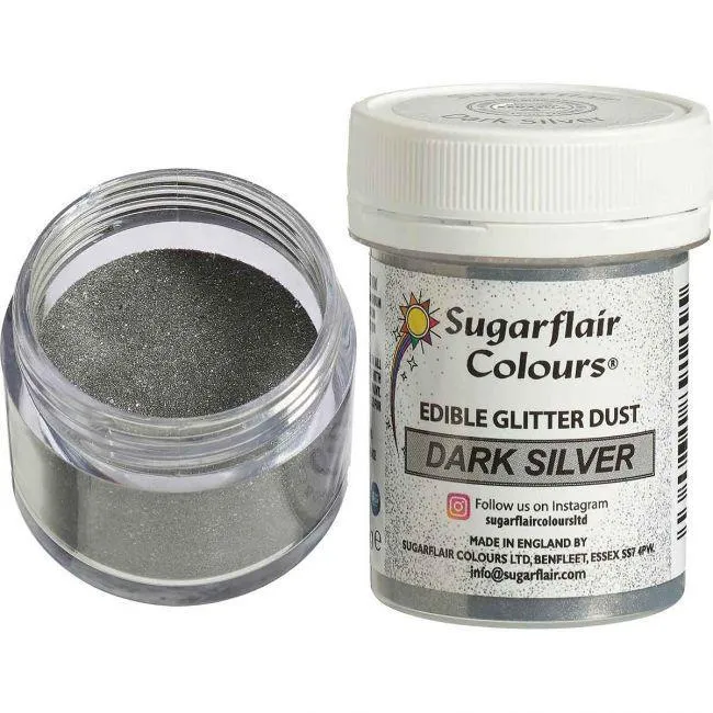 Glittrande puder mörk silver