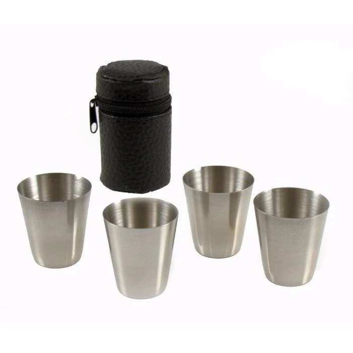 4 st. Angelo Steel Shot Cups i hölster