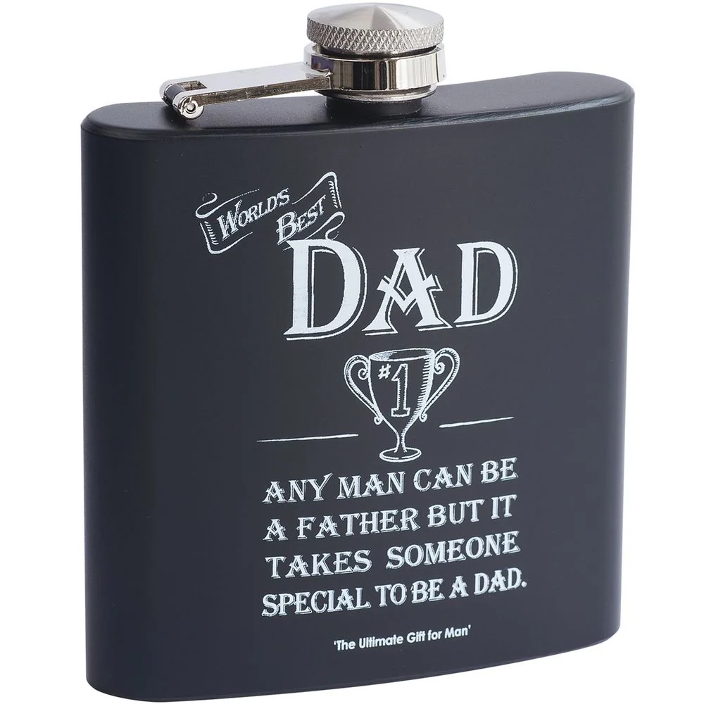 Ficklärka Worlds Best Dad - Svart i rostfritt stål - 17 cl