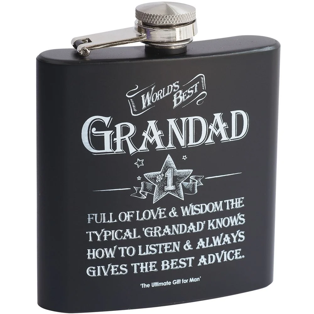 Ficklärka Worlds Best Grandad - Svart i rostfritt stål - 17 cl