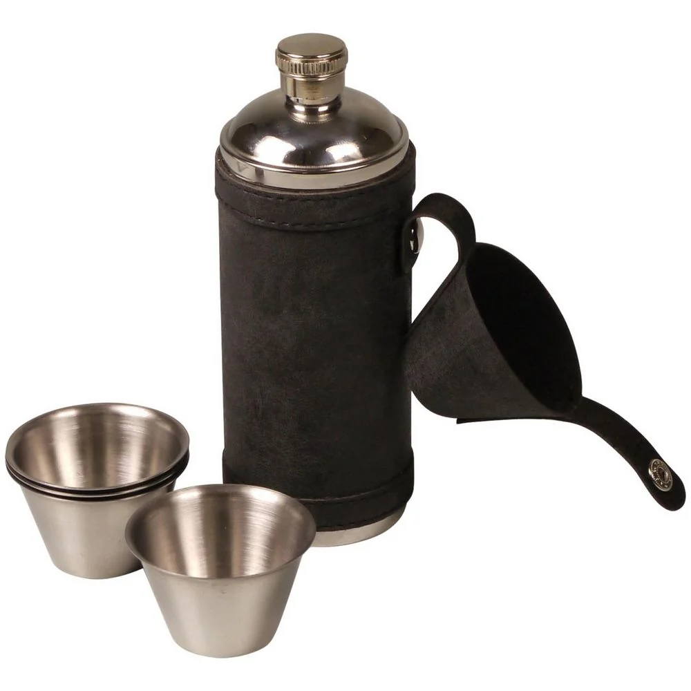 Termoflaska i rostfritt stål - 24 cl - Svart m/4 glas