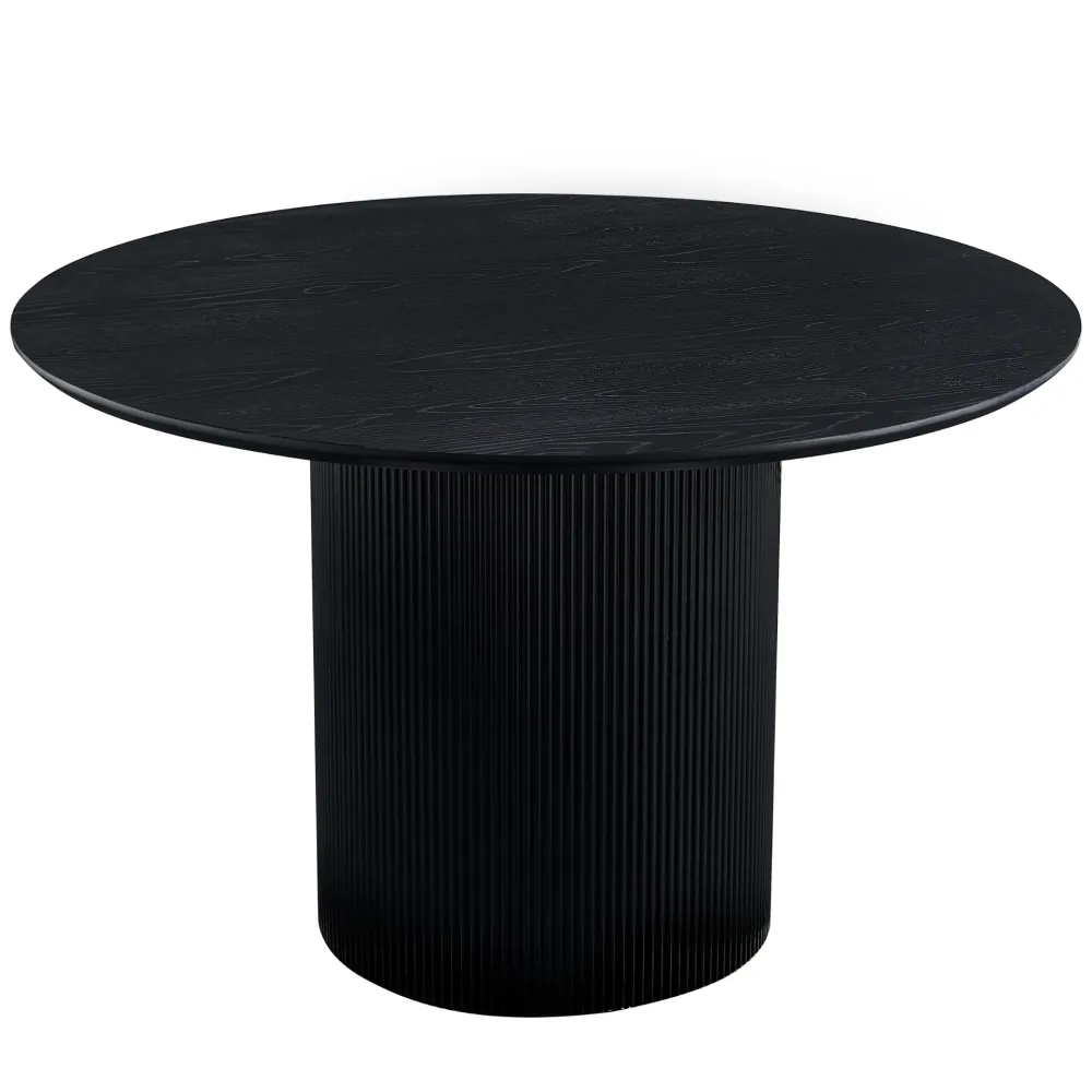 Carisma - Runt matbord med lameller, 120 cm i kolsvart med pelarben