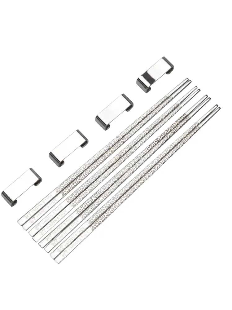 Chopsticks/Ätpinnar, 4 par + 4 ställ, Chrome