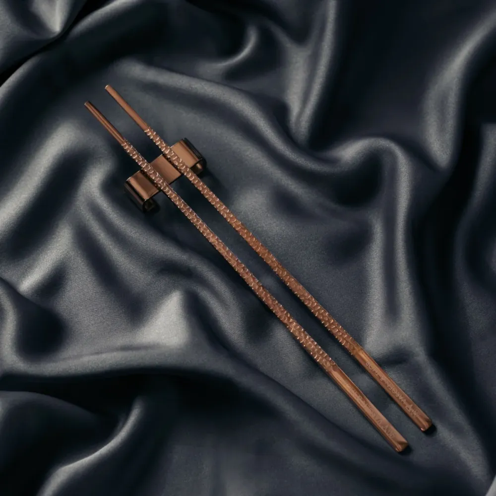 Chopsticks/Ätpinnar, 4 par + 4 ställ, Koppar-Rosé