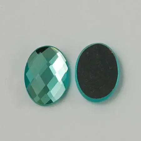 Facetterad Flatback - Oval Cyan 14x10mm 1 styck