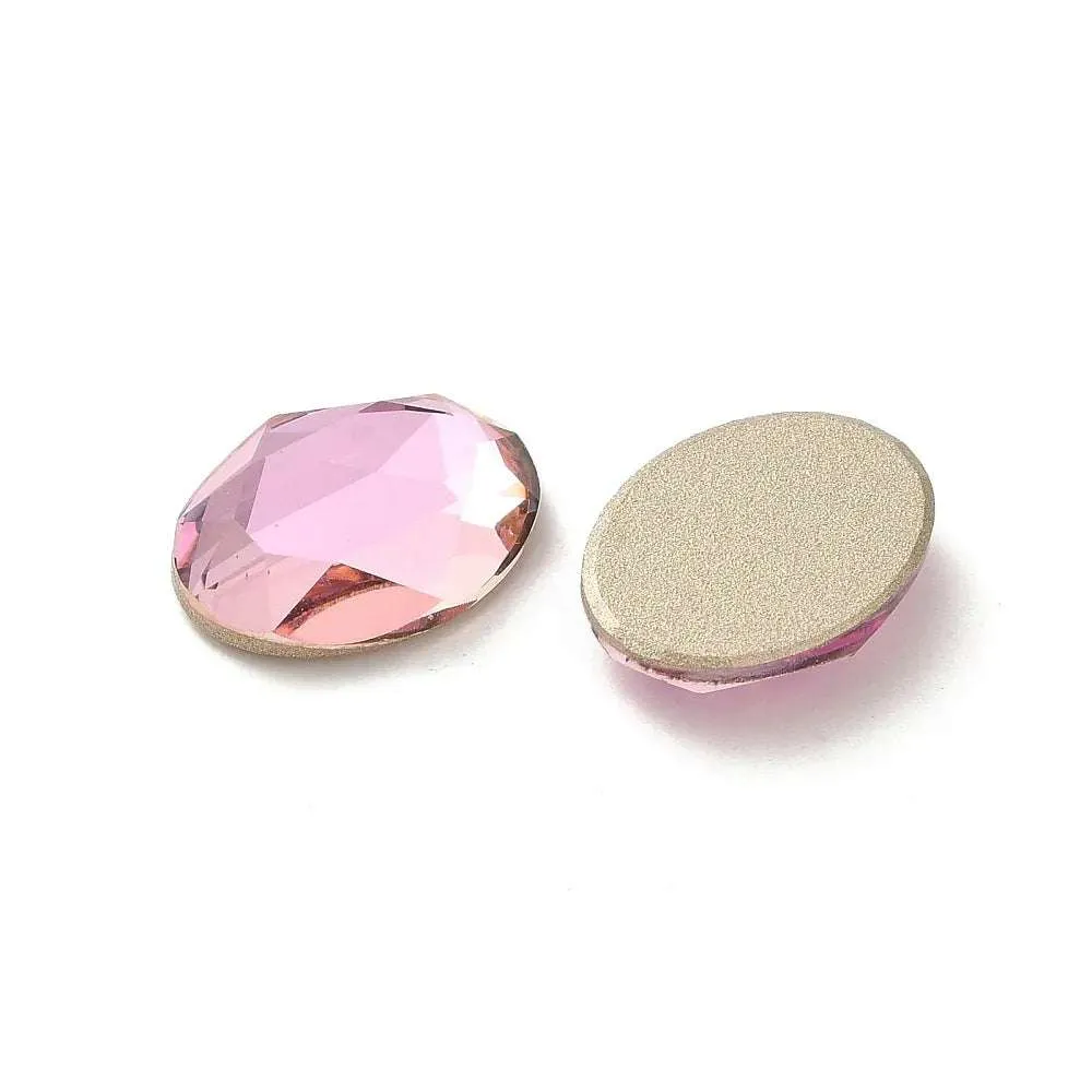 Facetterad Flatbacks - Oval Ljusrosa 14x10mm 1 styck