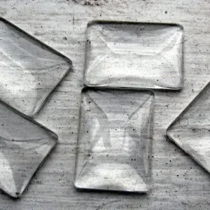 Flatbacks cabochoner - Rektangulär, klart glas 25x18mm 5-pack