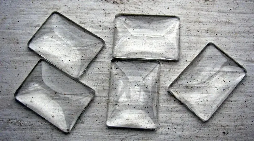 Flatbacks cabochoner - Rektangulär, klart glas 25x18mm 5-pack