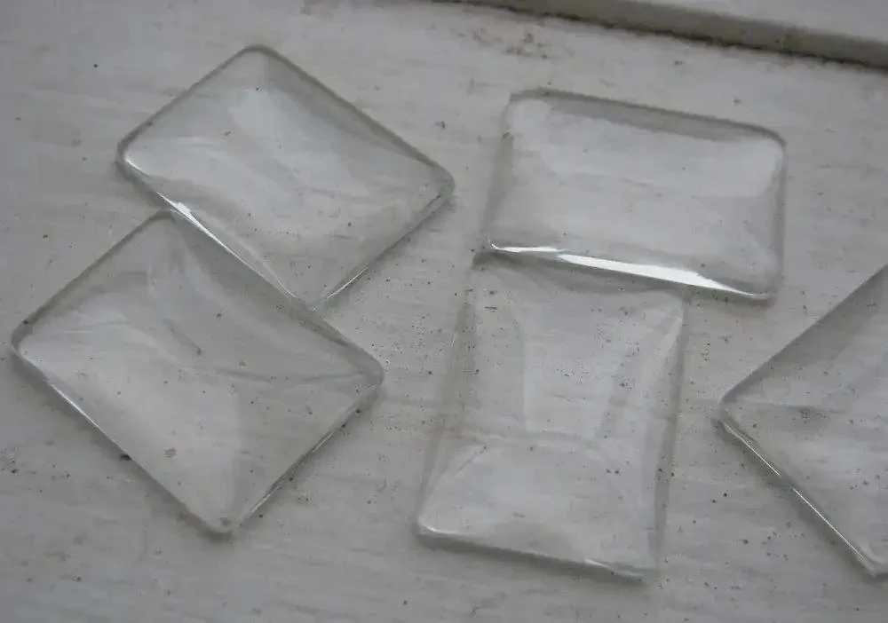 Flatbacks cabochoner - Rektangulär, klart glas 25x18mm 5-pack