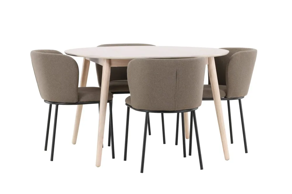 Matgrupp Venture Home Flora Runt 120 cm Snö med 4st Edina Stolar