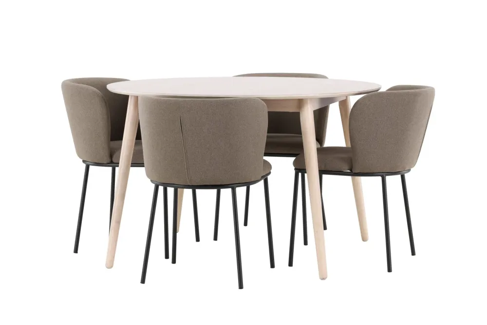 Matgrupp Venture Home Flora Runt 120 cm Snö med 4st Edina Stolar