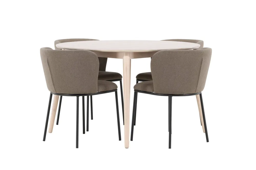 Matgrupp Venture Home Flora Runt 120 cm Snö med 4st Edina Stolar