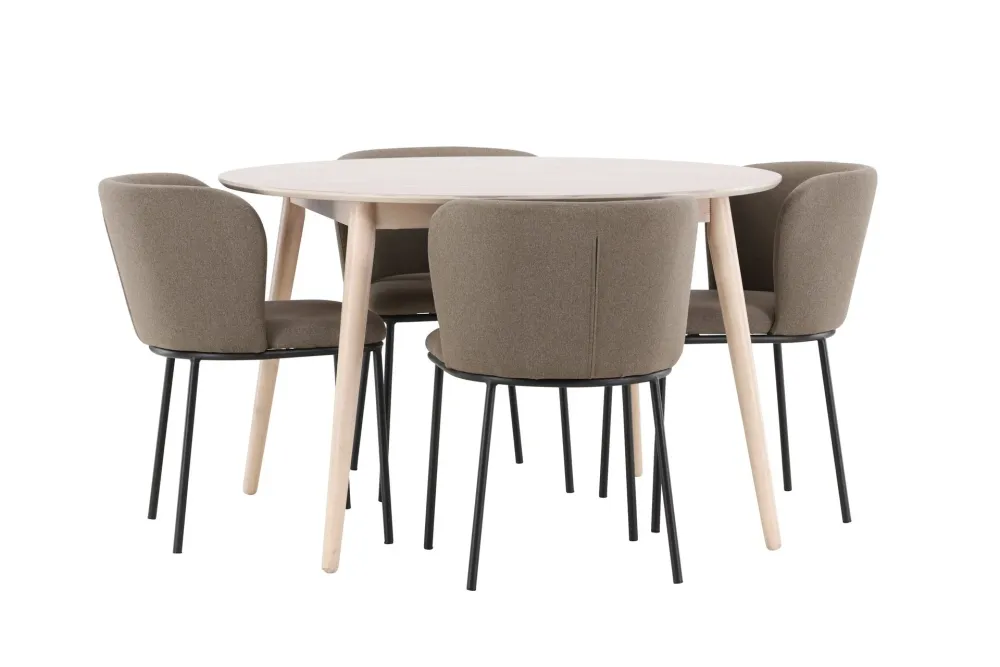 Matgrupp Venture Home Flora Runt 120 cm Snö med 4st Edina Stolar