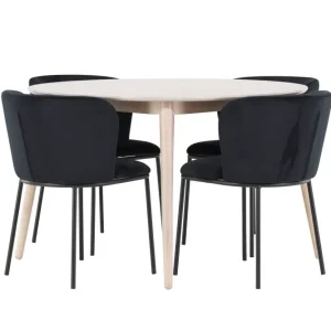 Matgrupp Venture Home Flora Runt 120 cm Snö med 4st Edina Stolar