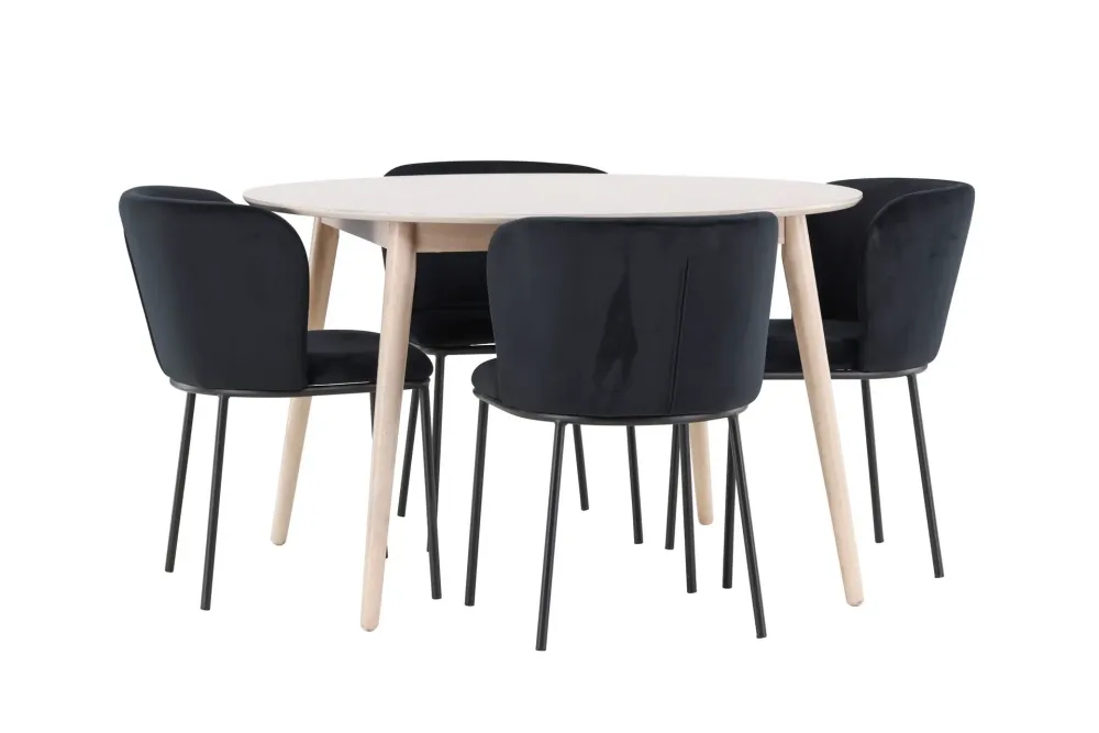 Matgrupp Venture Home Flora Runt 120 cm Snö med 4st Edina Stolar