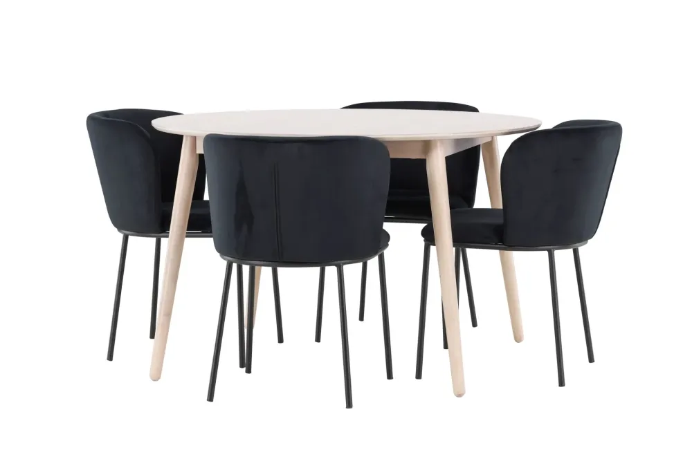 Matgrupp Venture Home Flora Runt 120 cm Snö med 4st Edina Stolar