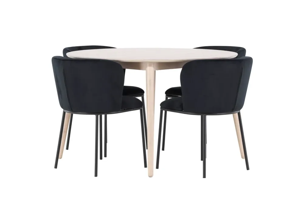 Matgrupp Venture Home Flora Runt 120 cm Snö med 4st Edina Stolar
