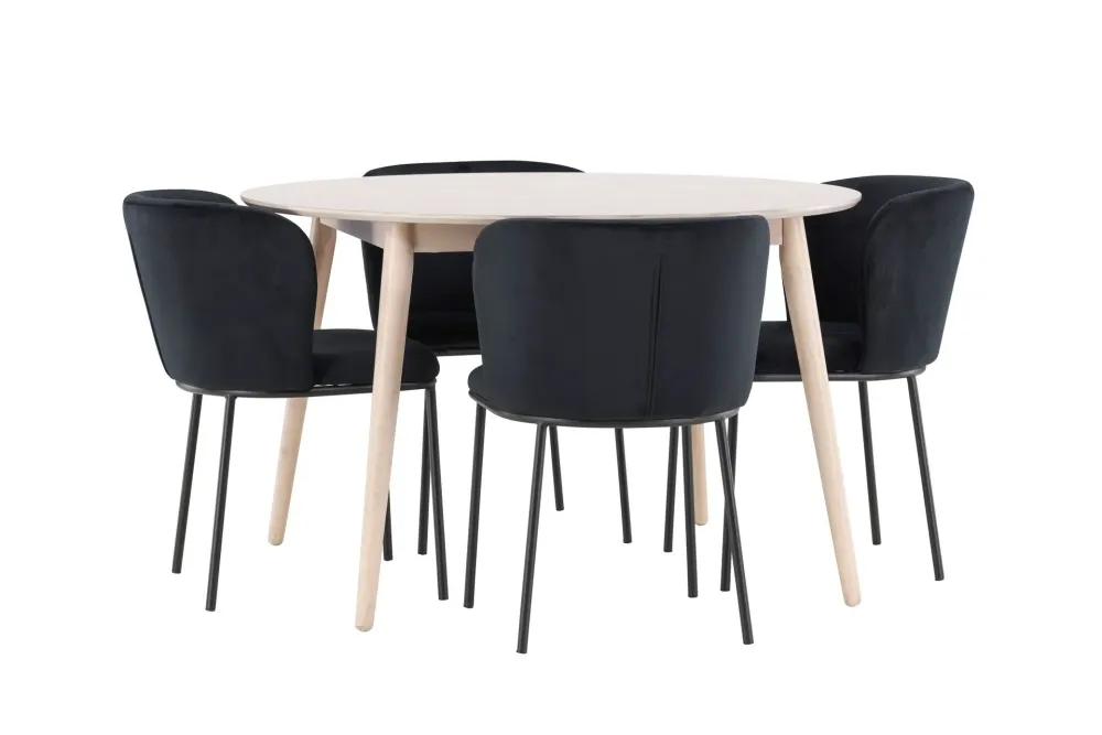 Matgrupp Venture Home Flora Runt 120 cm Snö med 4st Edina Stolar