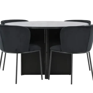 Matgrupp Venture Home Strada Runt 120/170 cm Midnight med Edina Stolar