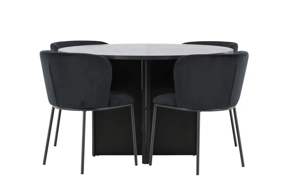 Matgrupp Venture Home Strada Runt 120/170 cm Midnight med Edina Stolar