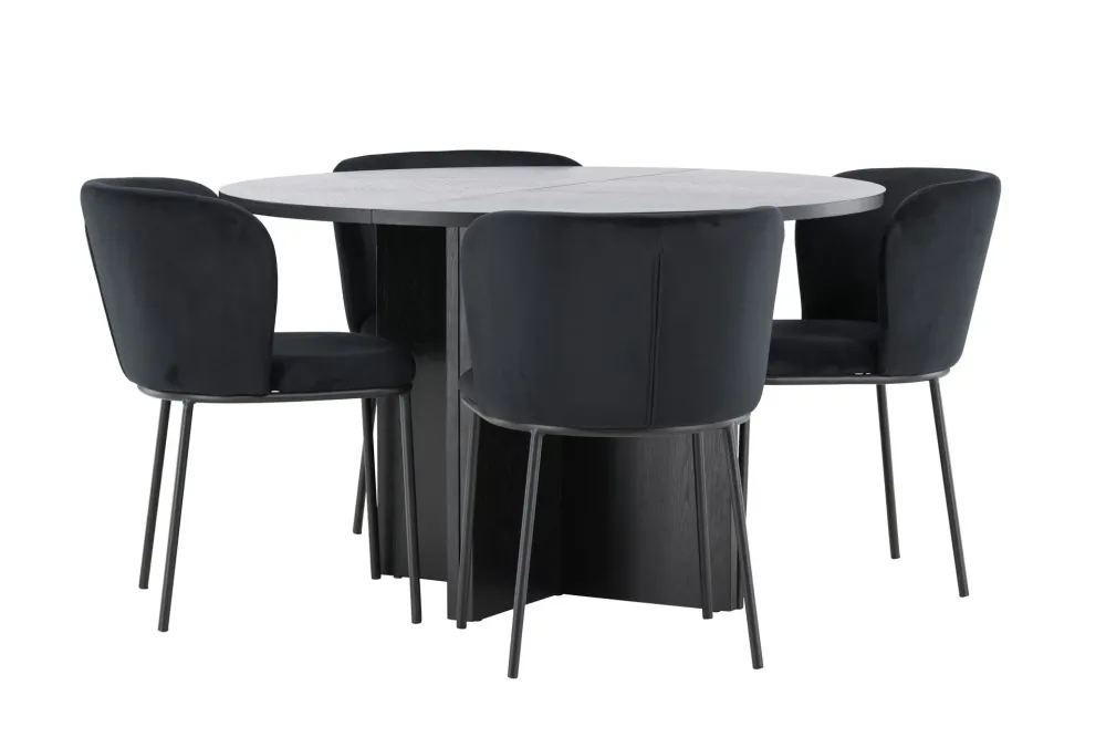 Matgrupp Venture Home Strada Runt 120/170 cm Midnight med Edina Stolar