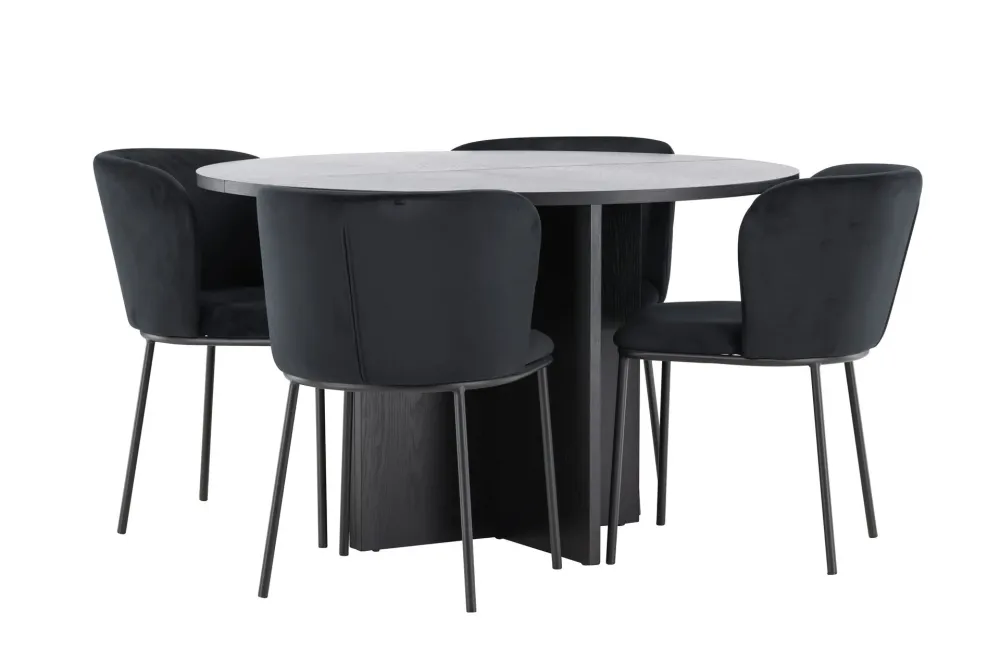 Matgrupp Venture Home Strada Runt 120/170 cm Midnight med Edina Stolar