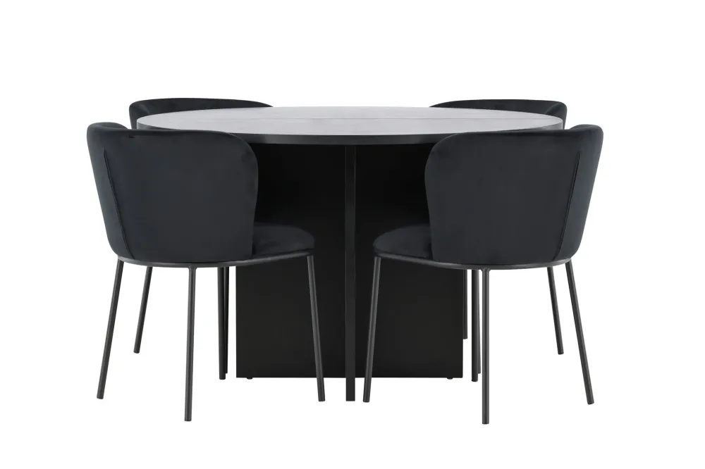 Matgrupp Venture Home Strada Runt 120/170 cm Midnight med Edina Stolar