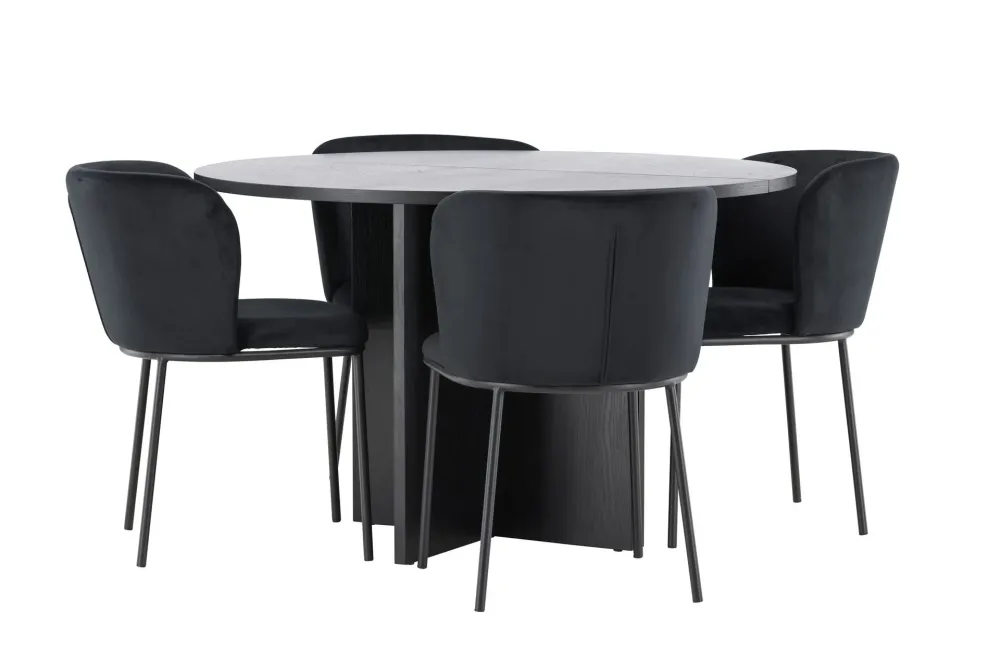 Matgrupp Venture Home Strada Runt 120/170 cm Midnight med Edina Stolar