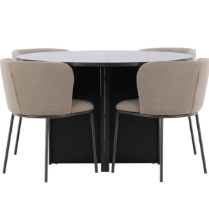 Matgrupp Venture Home Strada Runt 120/170 cm Ebenholts med Edina Stolar