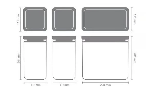 Brabantia - Smakfullt förvaringsset stapelbar 3 delar 2x1,6+1x3,5L
