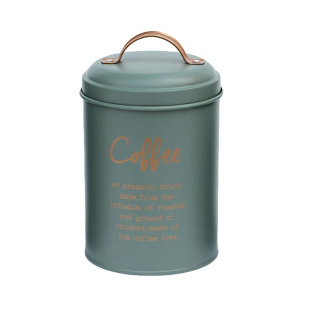 Förvaringsburk - för kaffe - grön med guld