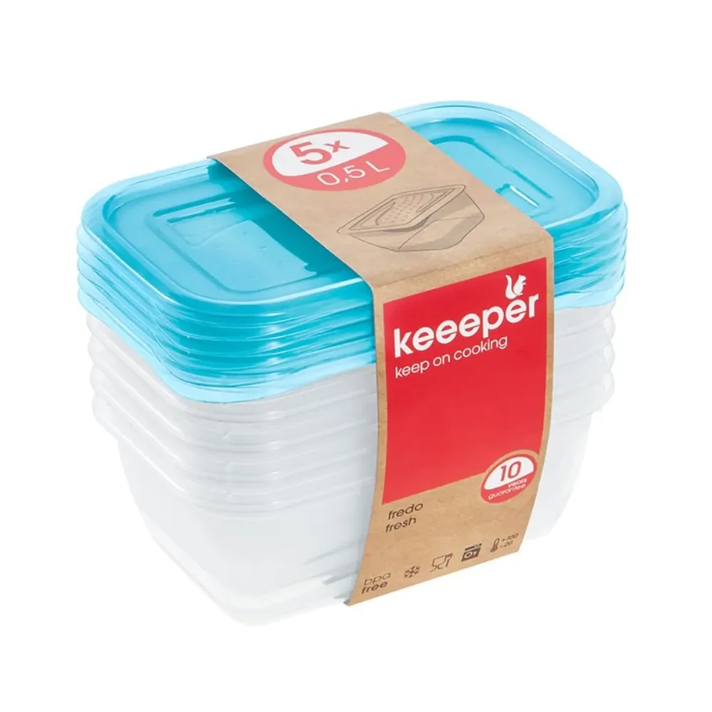 Keeeper Fredo Recent Set Med 5 x 0,5 l Behållare För Förvaring Av Livsmedel