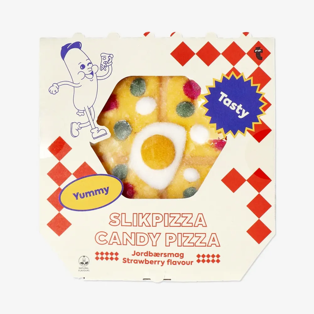Godis pizza i låda
