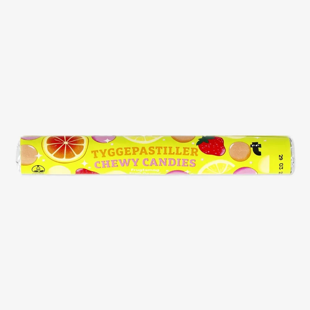 Godis tuggig rulle. Fruktsmak