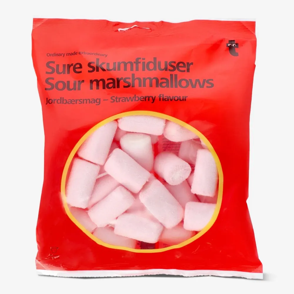 Sura marshmallows. Smak av jordgubbar