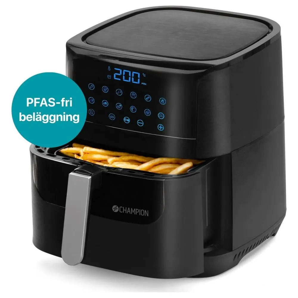 Champion Air Fryer XL Porslin 5,5L 1800W AF600 Svart