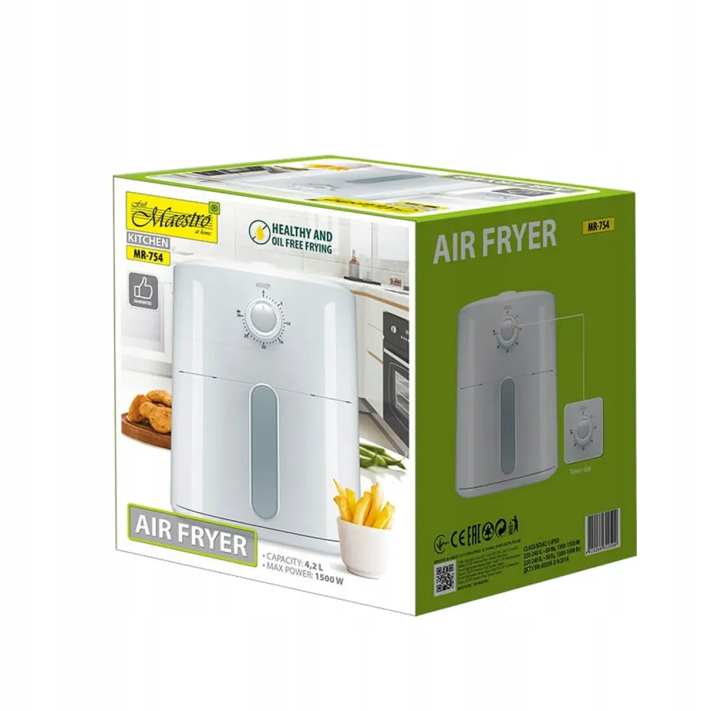 Maestro Air Fryer, 1500W, 4.2L, White - Model MR-754 4o